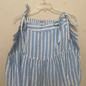 Old Navy Blue and White Striped Sleeveless Blouse